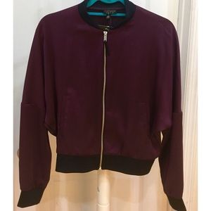 TOPSHOP Silky Purple Bomber Jacket